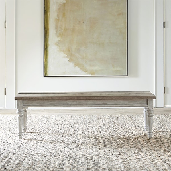 Heartland Antique White with Tobacco Top Bench. Opens flyout.