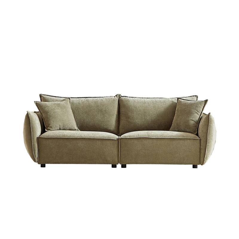 Convertible Chenille Sleeper Sofa Couch with Pillows, Modern Design for Living Rooms