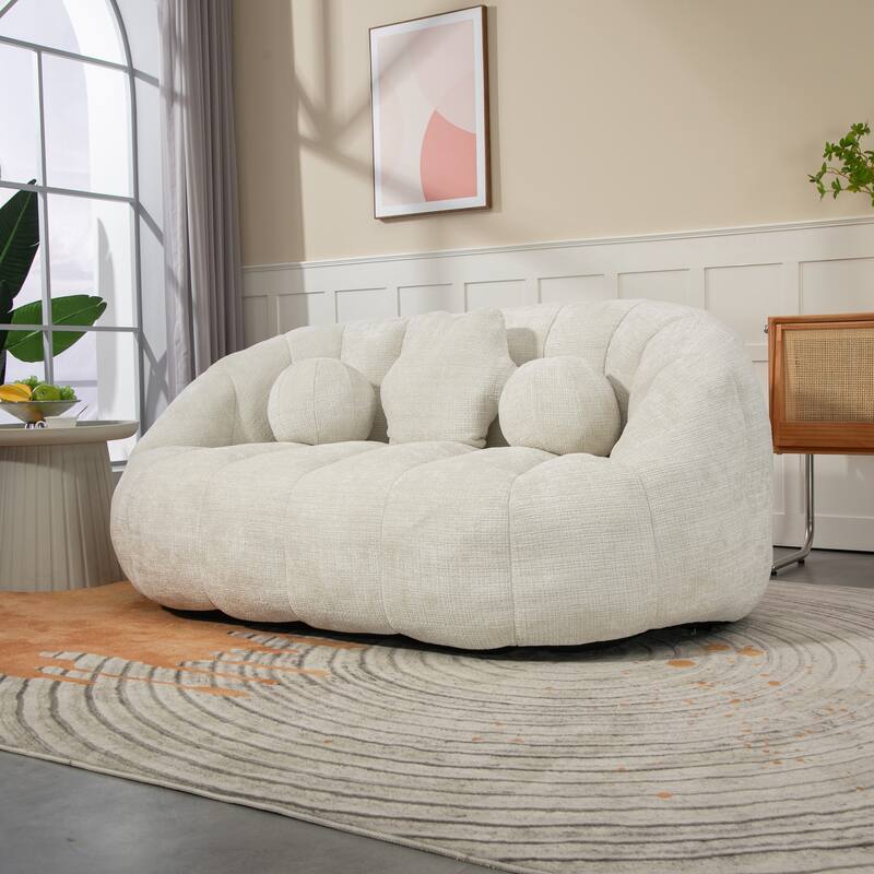 HOMEFUN Chenille Upholstered Durable Comfort Lounger Bean Bag Lazy Sofa