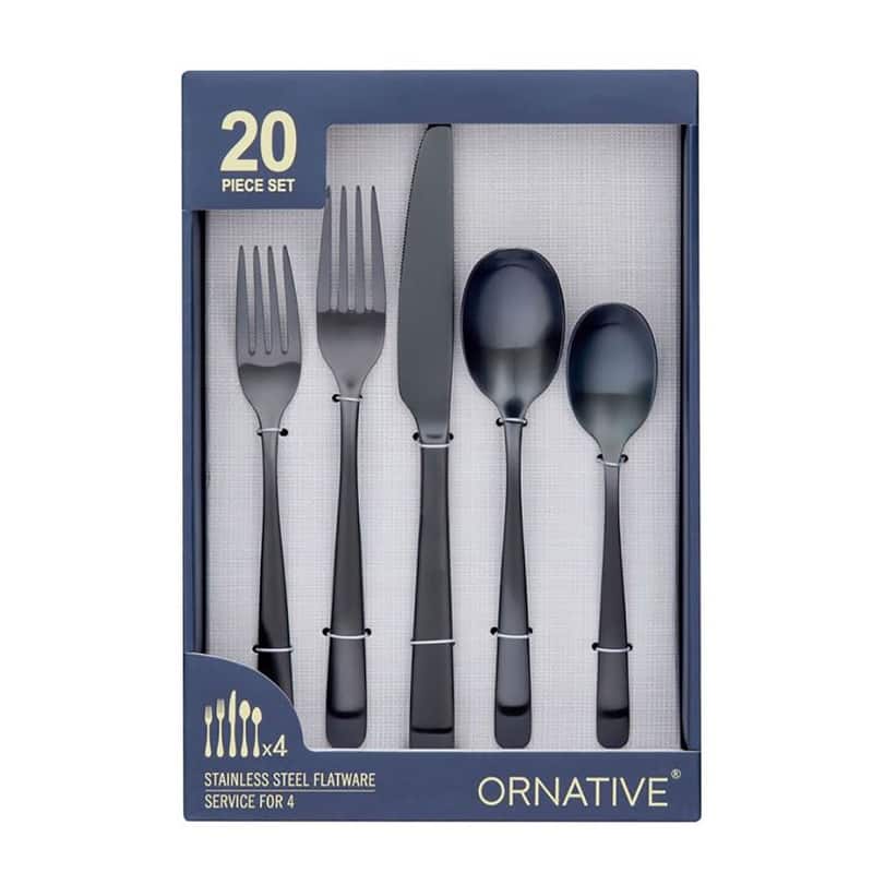 Ornative Aabbye 18/0 Stainless Steel 20 Pieces Flatware Set - 10.63" H x 6.69" W x 2.76" D