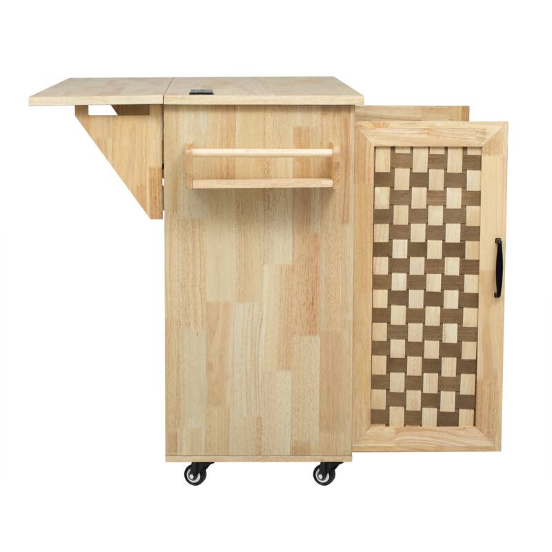 Kitchen Island with Drop Leaf, 3 Drawers and 2 Cabinets - Brown