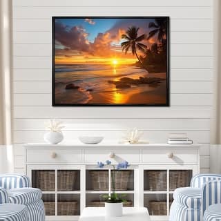 Designart "Beach Photo Sunset Serenade XII" Nautical & Beach Framed Wall Art Prints
