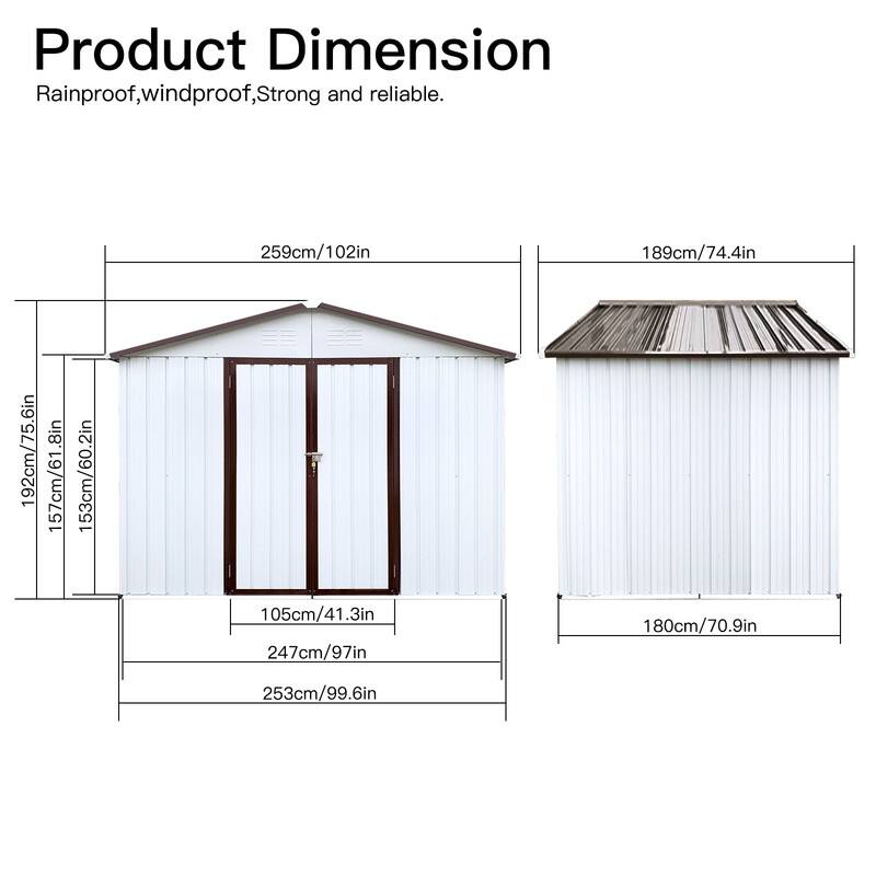 Metal garden sheds 6ftx8ft outdoor storage sheds - 70.90in. W X99.60in.DX75.60in. H
