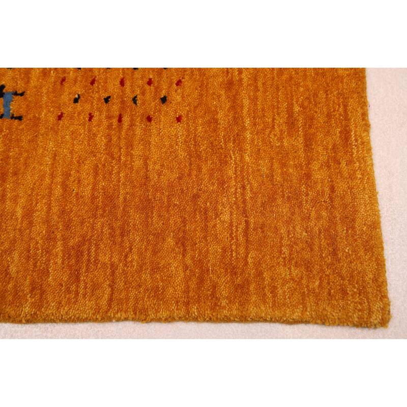 ECARPETGALLERY Hand Loomed Kashkuli Gabbeh Light Orange Wool Rug - 4'10 x 8'0