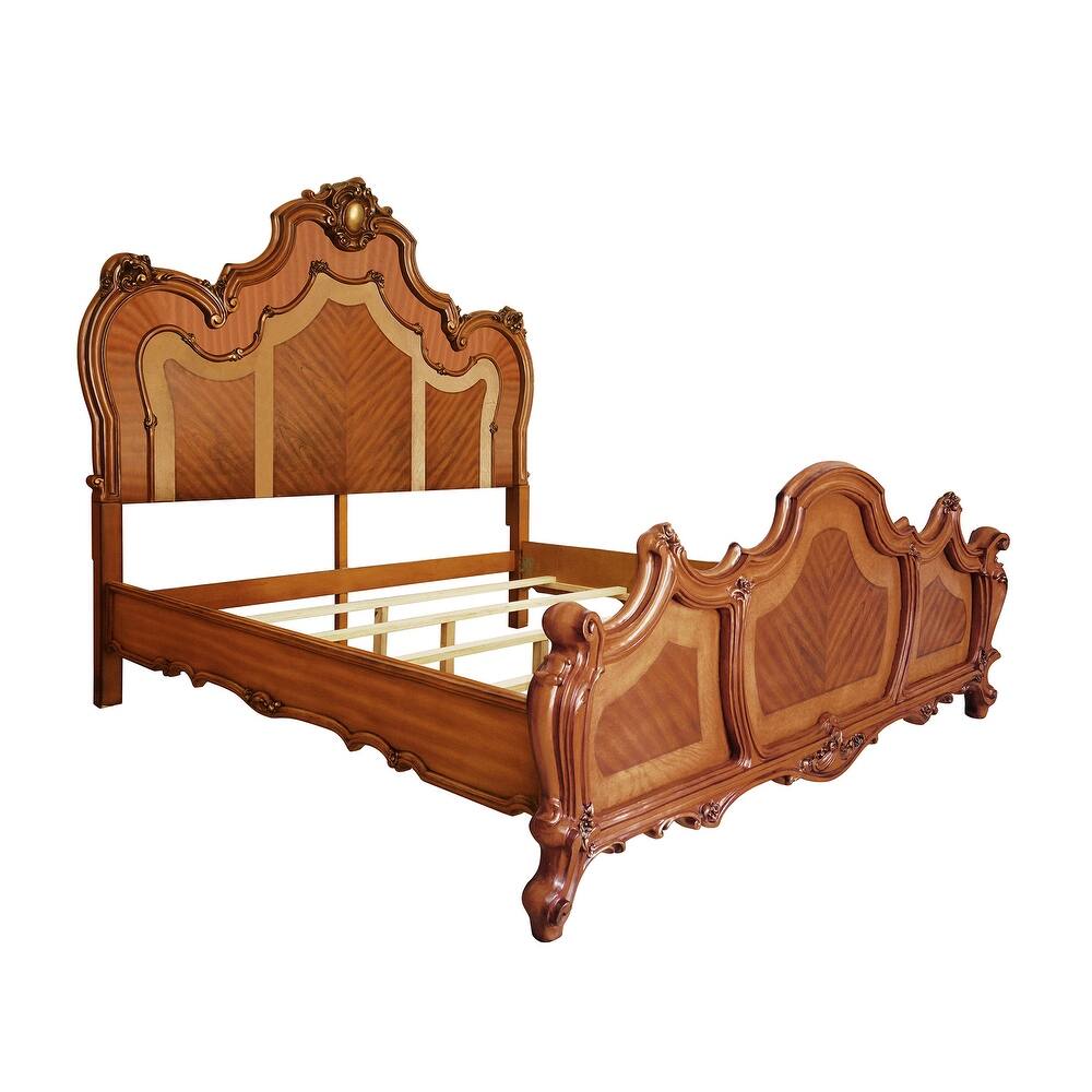 Deveraux Honey Oak Panel Bed with Slat