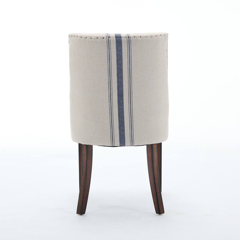 Modern Set of 2 Dining Chairs with Stitched Fabric Backrest, Padded Seat, Solid Wood Legs for Dining Room Living Room and Café