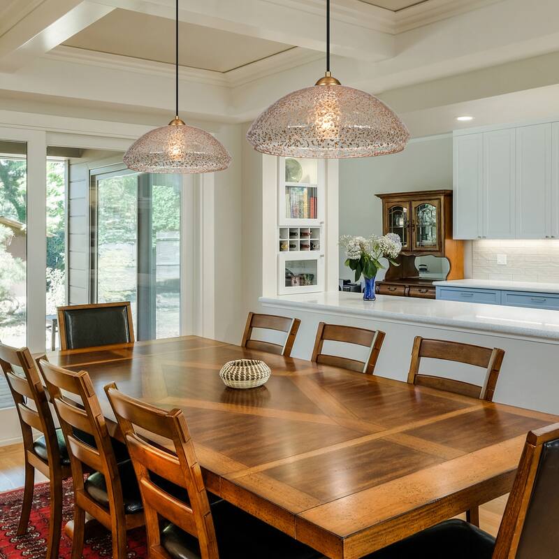 Modern Dome 1-Light Glass Pendant Light Single Chandelier - W14.6"