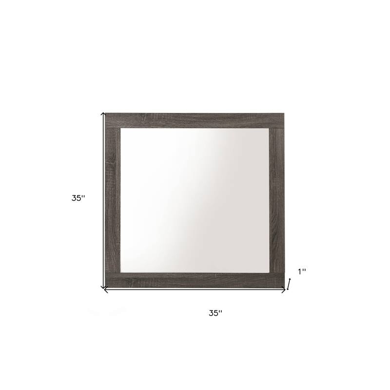 HomeRoots 35" Square Wood Framed Mounted Dresser Mirror - 35' X '35' X '1