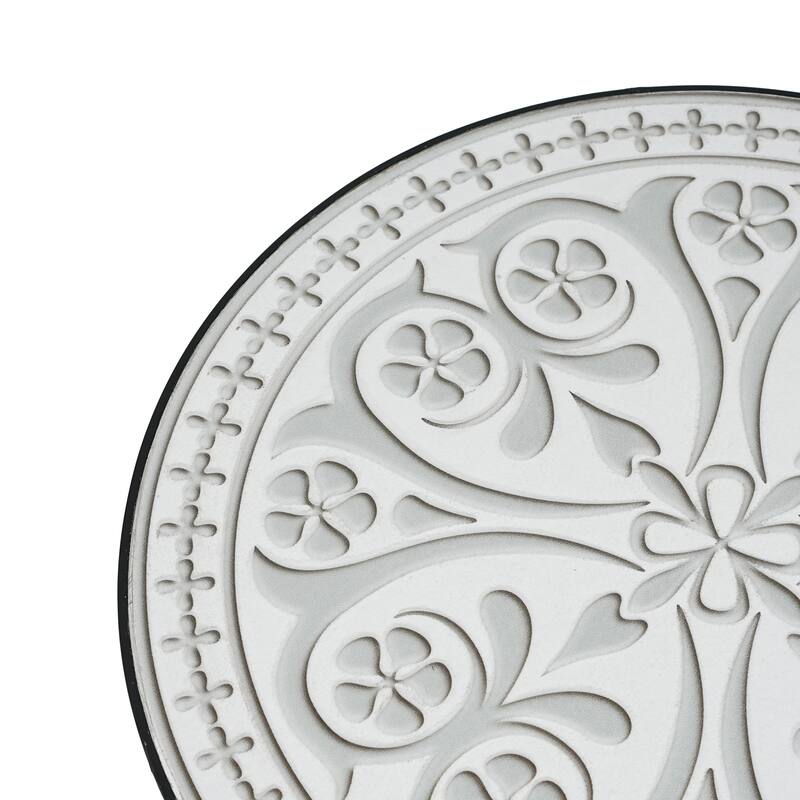 Han Outdoor Round Ceramic Tile Side Table with Iron Frame by Christopher Knight Home