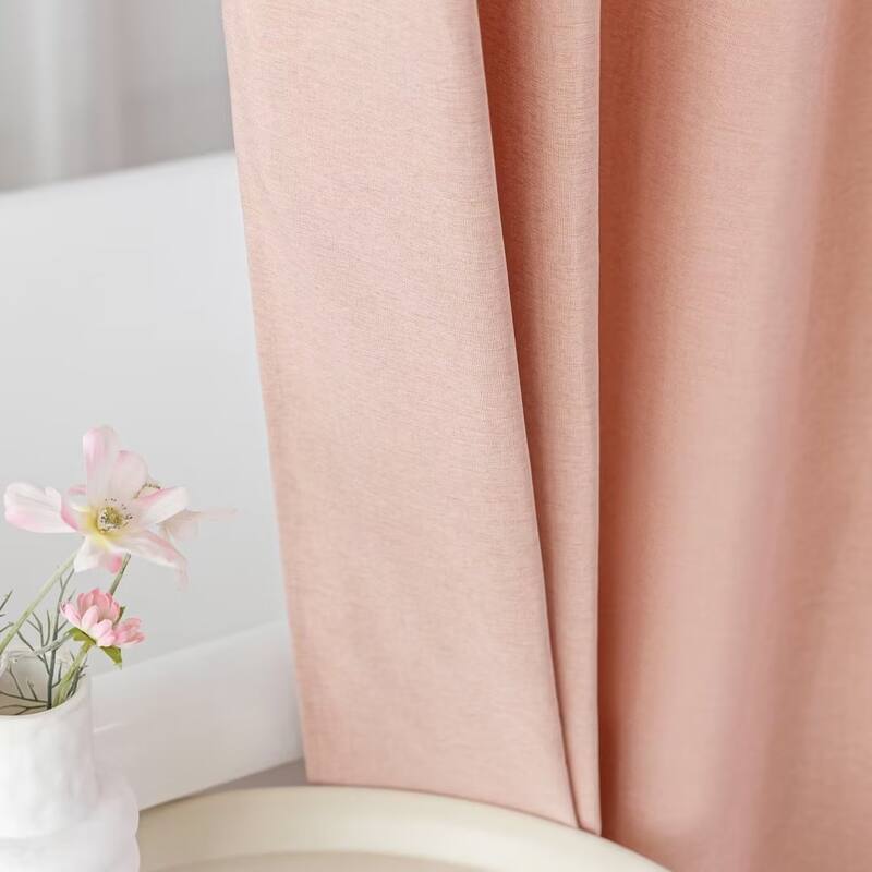Linen Texture Shower Curtain with 12 Plastic Hooks Included