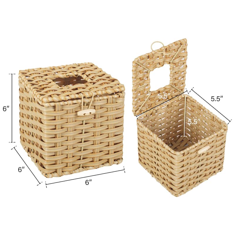 6" Square Wicker Tissue Box Cover