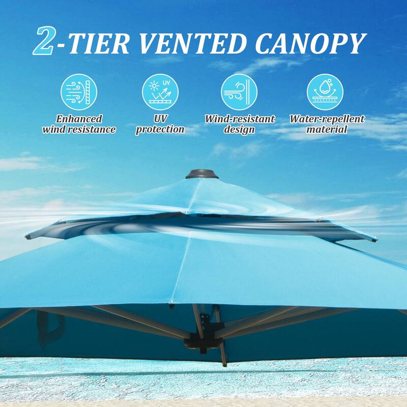Round Cantilever Umbrella with Center Pole, (Base Not Included)