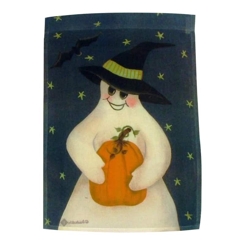 Pumpkin Folk Ghost Happy Halloween Standard Size House Flag - Orange