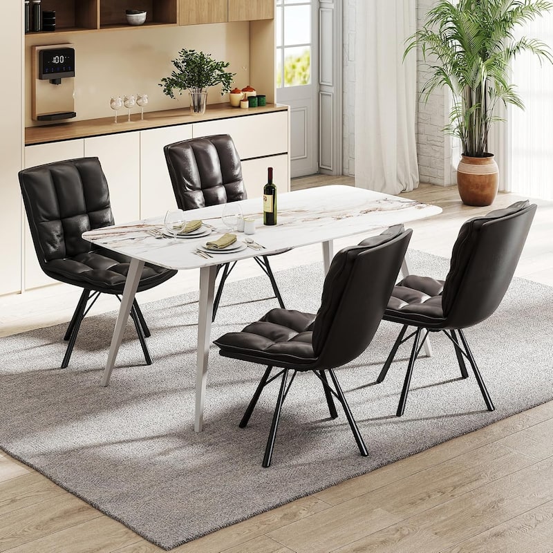 Bestier Office Chairs Set of 2, Dining Chairs with Metal Legs Armless Chair PU Leather Comfortable Upholstered Desk Chairs - N/A