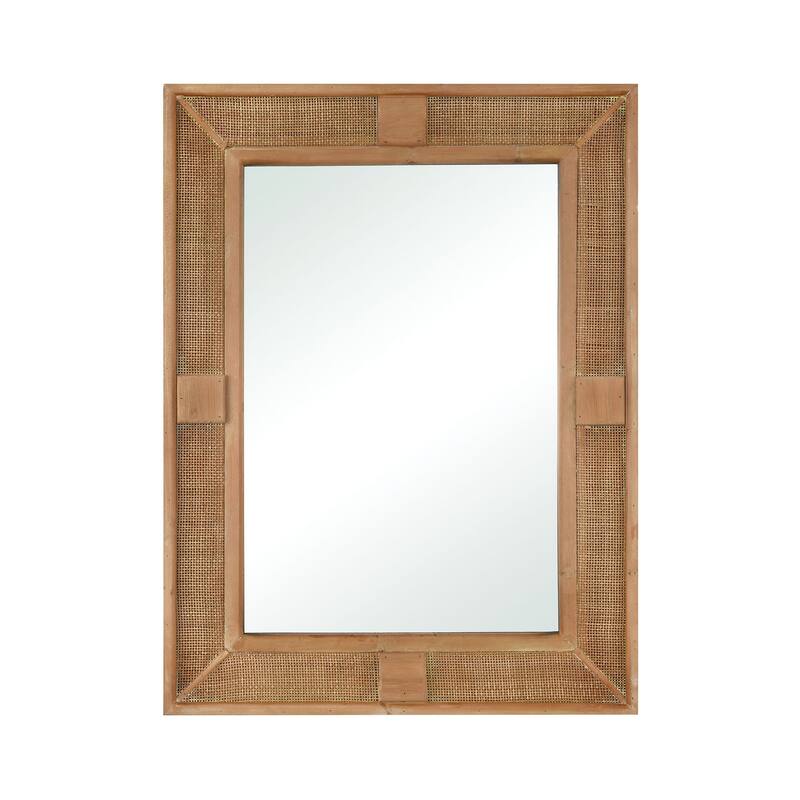 Atlas Cabana Rectangular Wood and Rattan Wall Mirror - 39.5 inch High