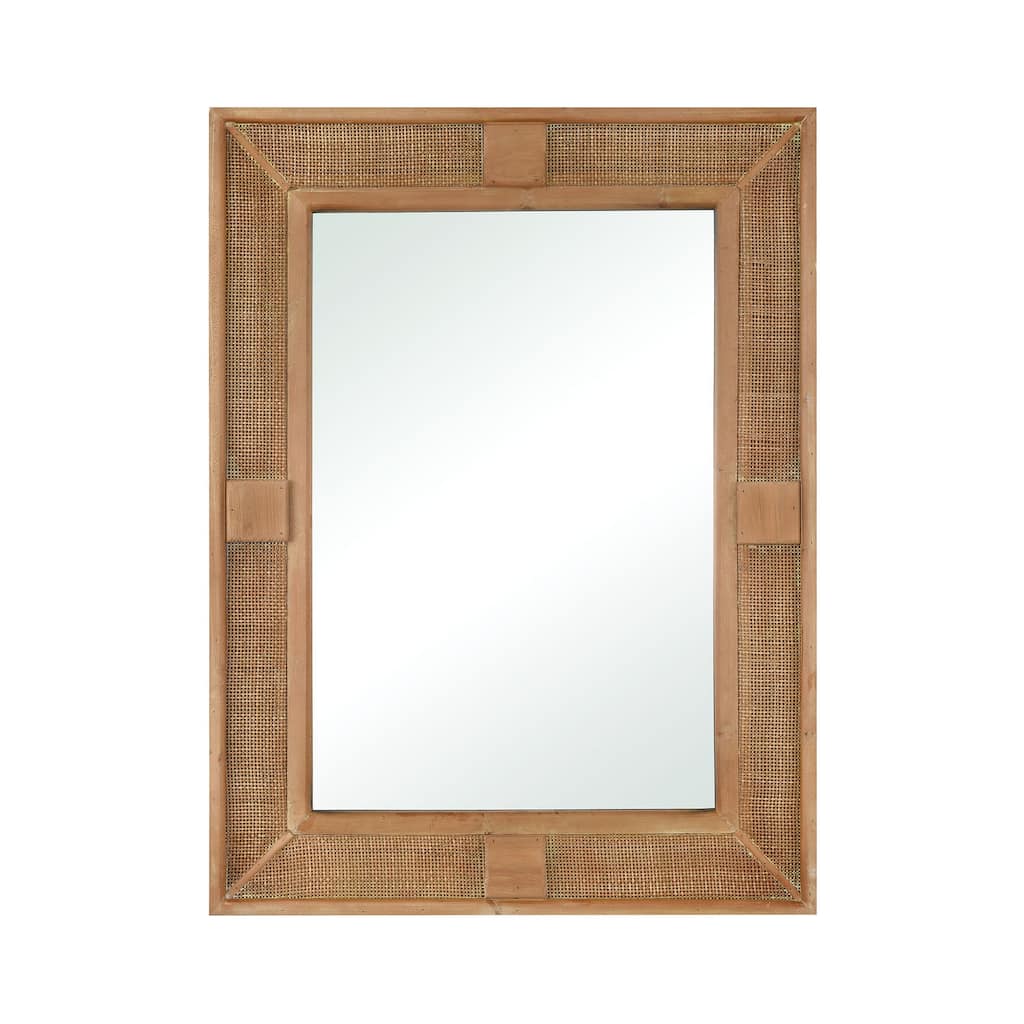 Atlas Cabana Rectangular Wood and Rattan Wall Mirror - 39.5 inch High