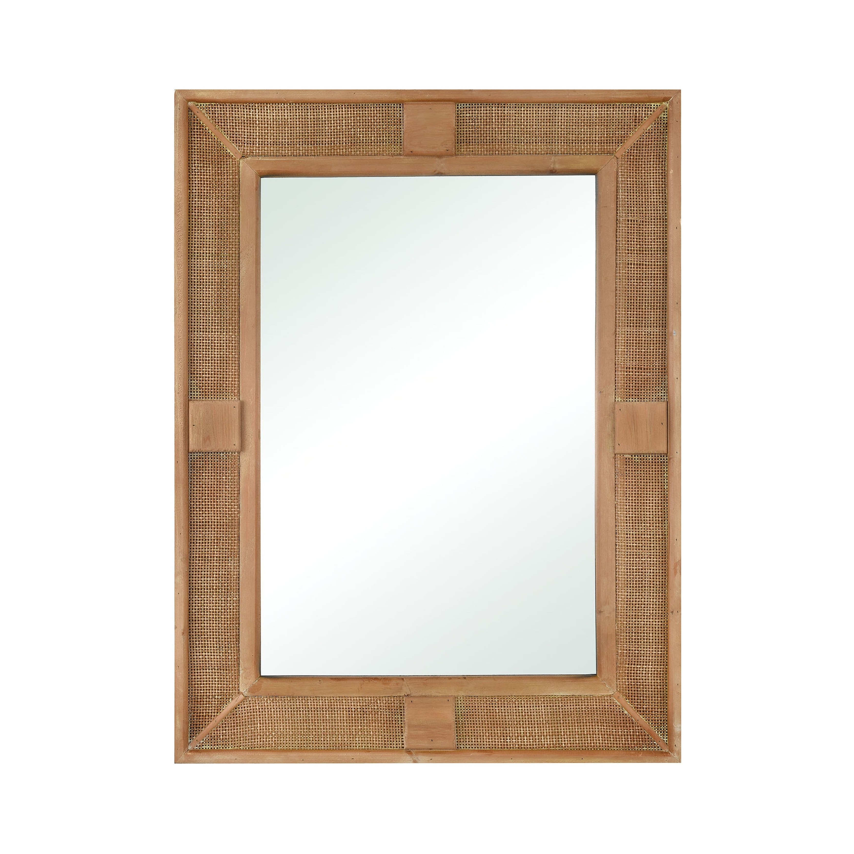 Atlas Cabana Rectangular Wood and Rattan Wall Mirror - 39.5 inch High