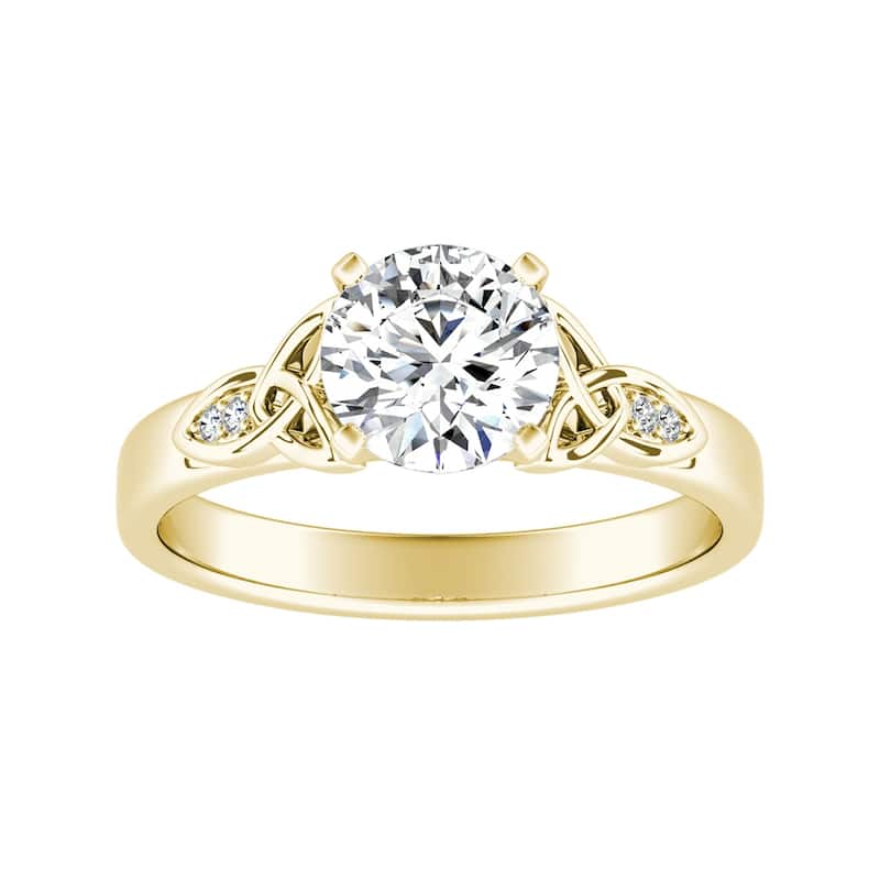 Auriya 14k Gold Modern 3/4ct Round Moissanite Engagement Ring
