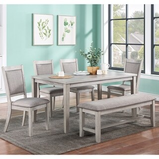 Contemporary 6-Pieces Dining Table Set with 4 Chairs and Bench - Bed ...