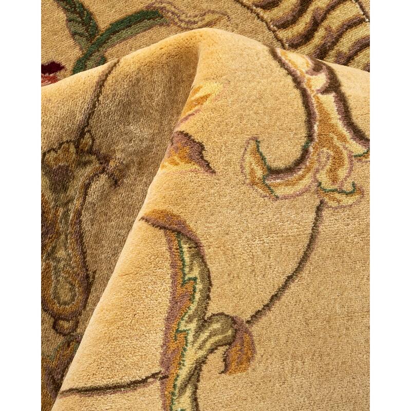 Overton Hand Knotted Wool Traditional Oriental Yellow Area Rug - 6' x 9'