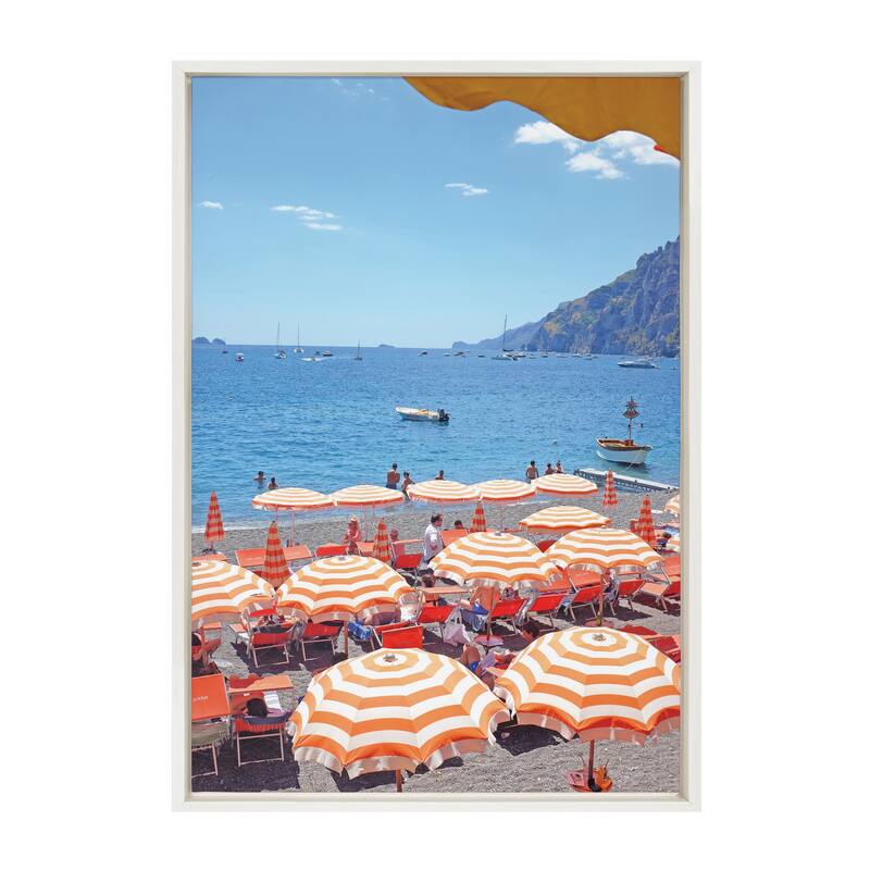 Kate and Laurel Sylvie Arienzo Beach Club Framed Canvas by Rachel Bolgov