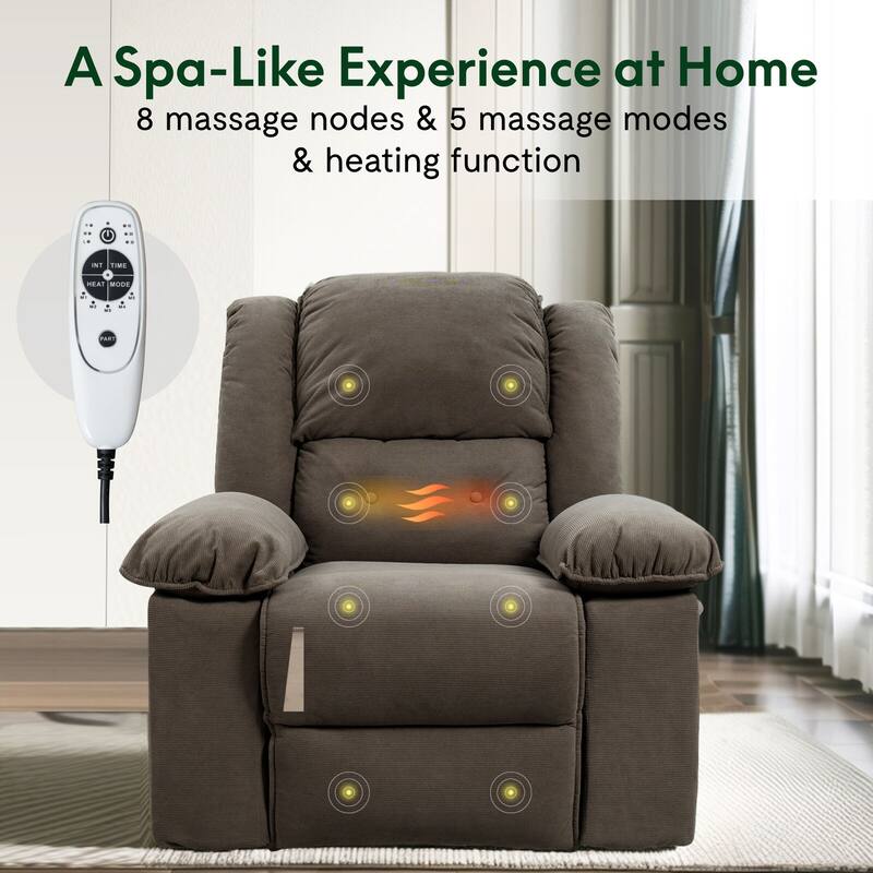 FlexiSpot Massage&Heat Power Lift Recliner Chair for Elderly with 2 Side Pockets,Extended Footrest