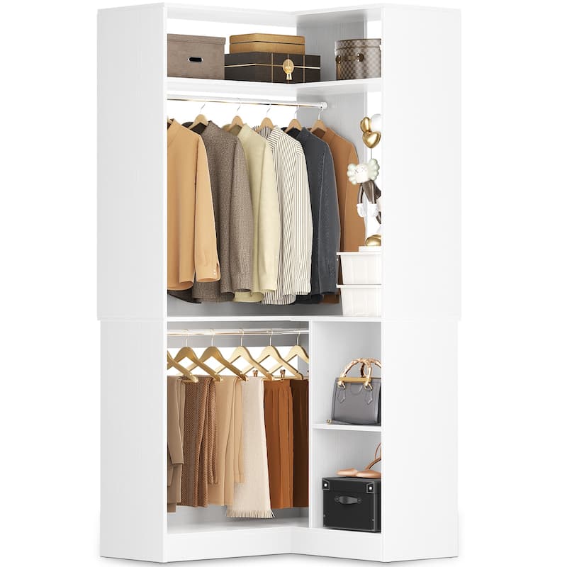 Cimly Freestanding Corner Closet system, Space-saving Closet Organizer for Walk-in Closet