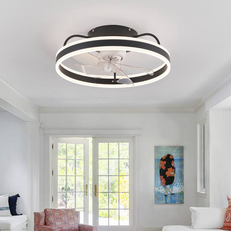Starsky 19.7inch Oscillating Ceiling Fan Light LED Flush Mount with Remote