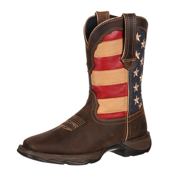 Durango Western Boots Womens 10" Rebel Patriotic Pull On Brown