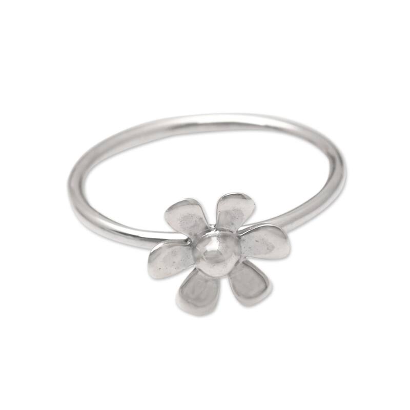 Novica Handmade Innocent Bloom Sterling Silver Cocktail Ring - 9
