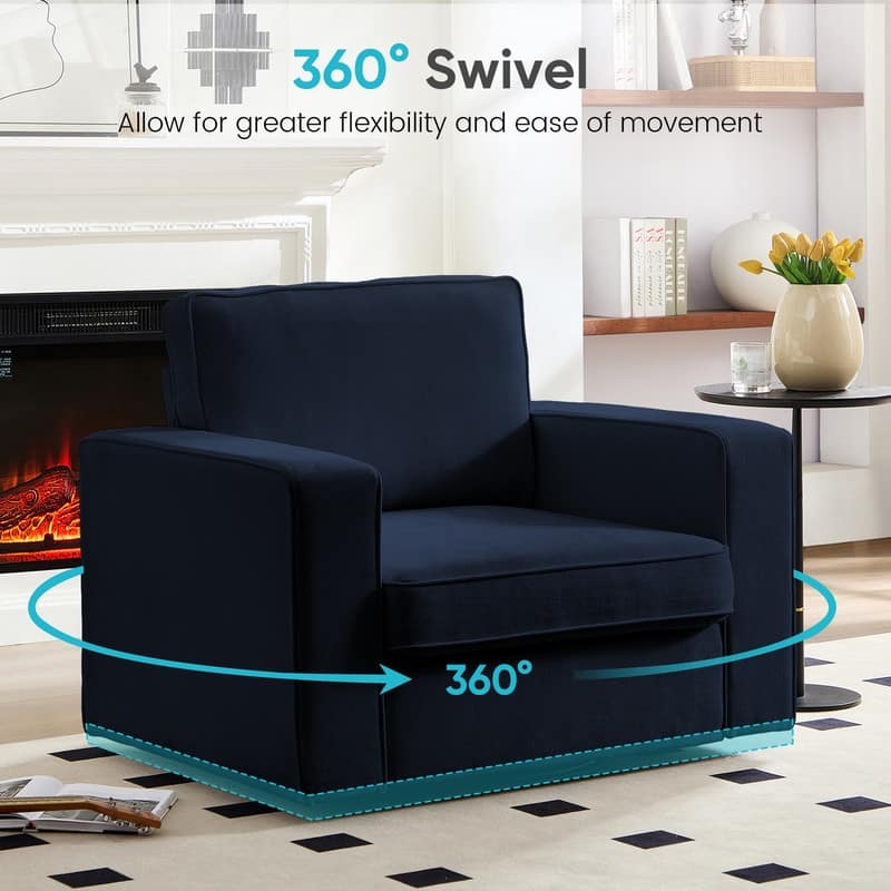Mixoy Modern 360-degree Accent Swivel Chair,Chenille Upholstered Single Sofa Armchair