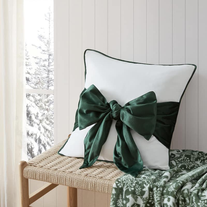 Martha Stewart Bedford Bow Pillow Green Throw Pillow