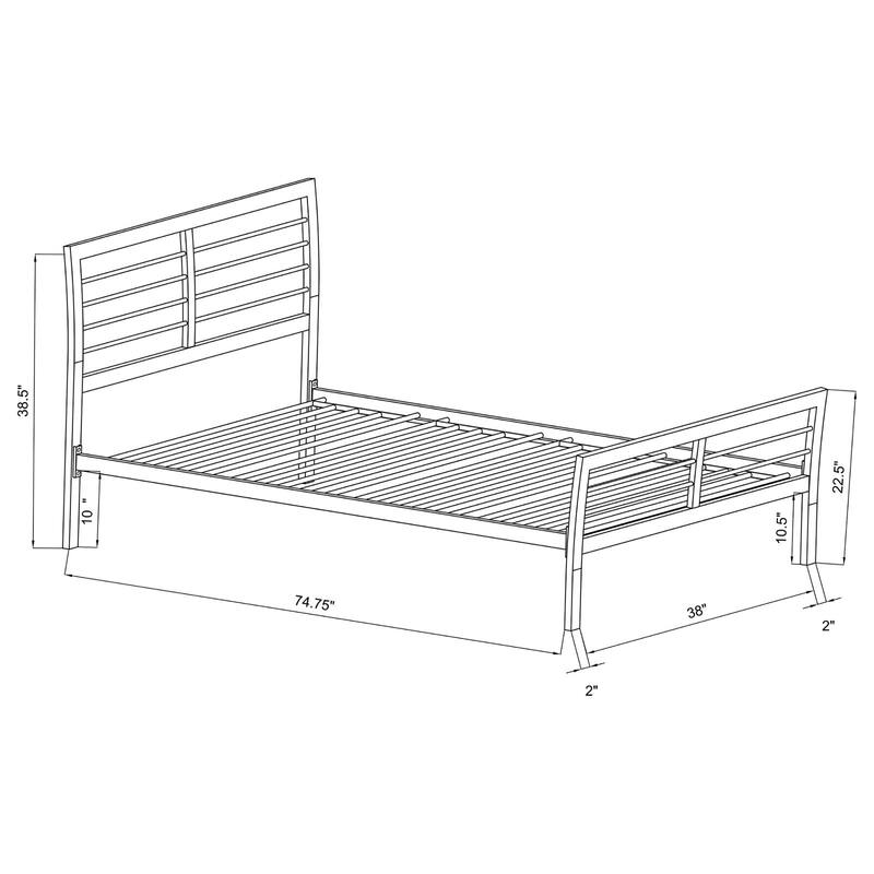 Twin Size Metal Platform Bed with High Headboard and Low Footboard