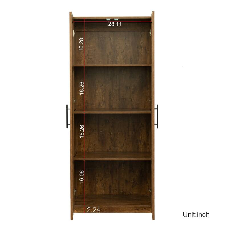 High wardrobe and kitchen cabinet with 2 doors and 3 partitions