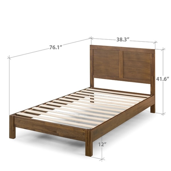 Priage by ZINUS Brown Wood Platform Bed Frame