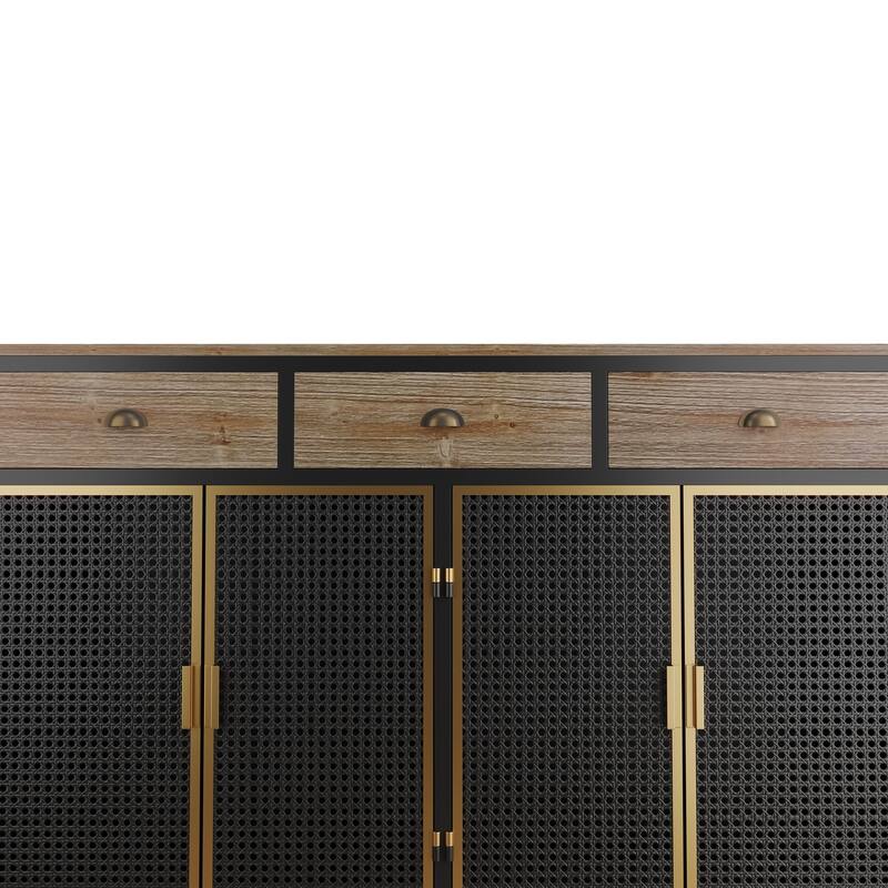 48" W 4 Doors Sideboard with 3 Top Drawers,Freestanding Sideboard Storage Cabinet Entryway Floor Cabinet