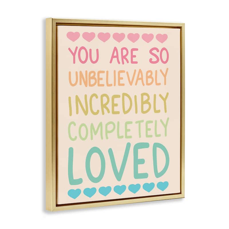 Stupell Completely Loved with Hearts Framed Floater Canvas Wall Art Design By Sweet Melody Designs
