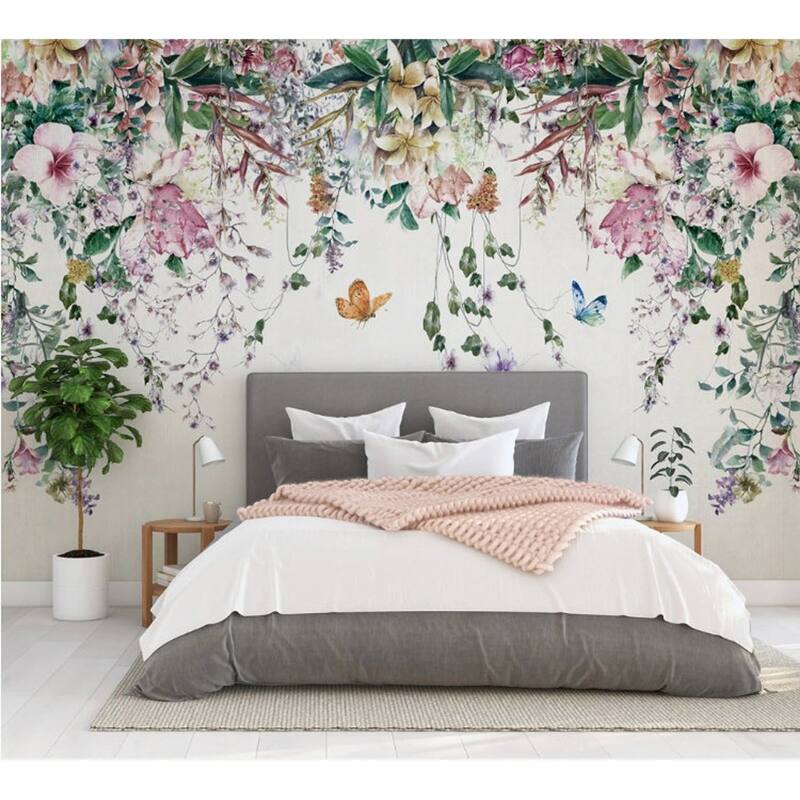 GK Wall Design Colorful Flowers Leave Floral Peel&Stick Wallpaper