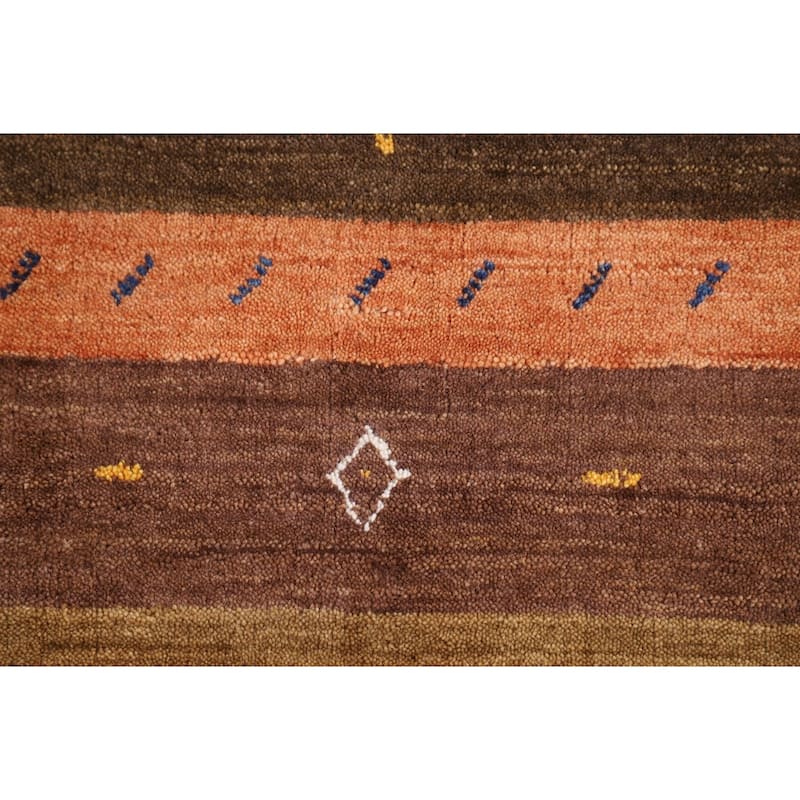 Striped Tribal Gabbeh Indian Area Rug Handmade Oriental Wool Carpet - 5'3"x 7'10"