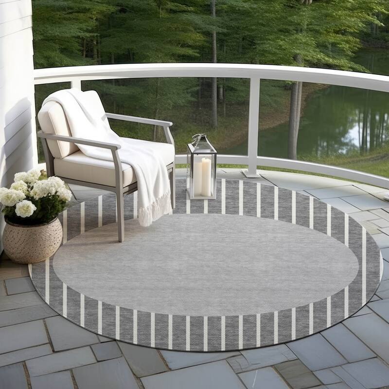 Machine Washable Indoor/ Outdoor Modern Sunrise Chantille Rug