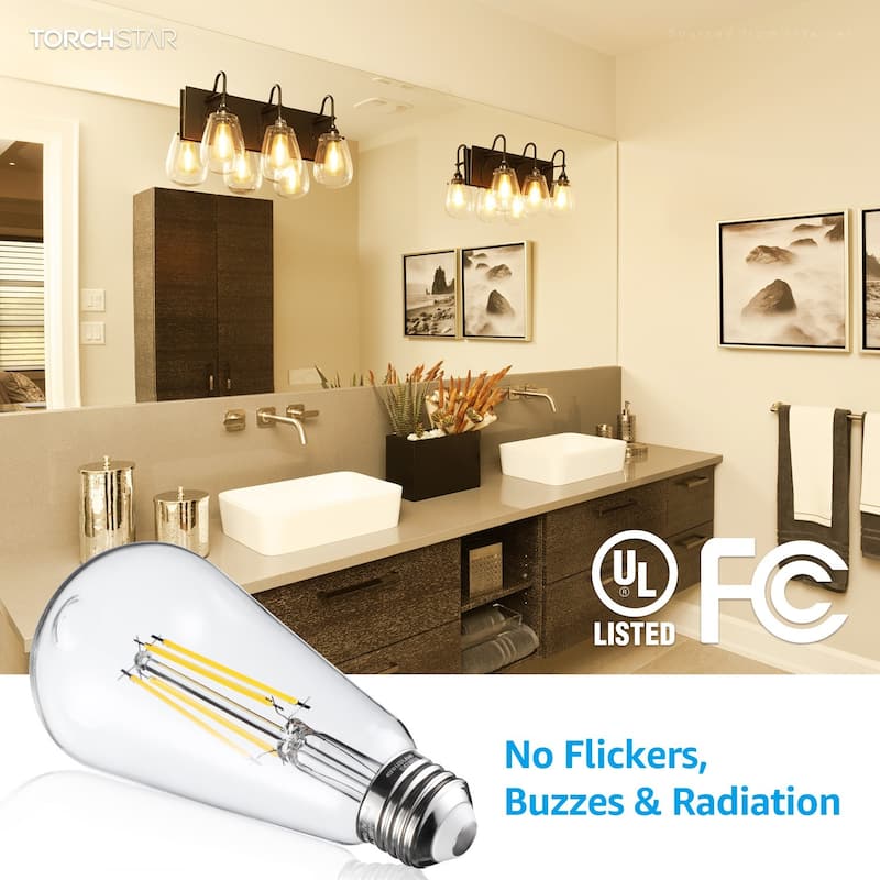 6 Pack ST19 LED Bulb, Dimmable, 7W Vintage Edison Clear Filament Light Bulb - 2700K Soft White