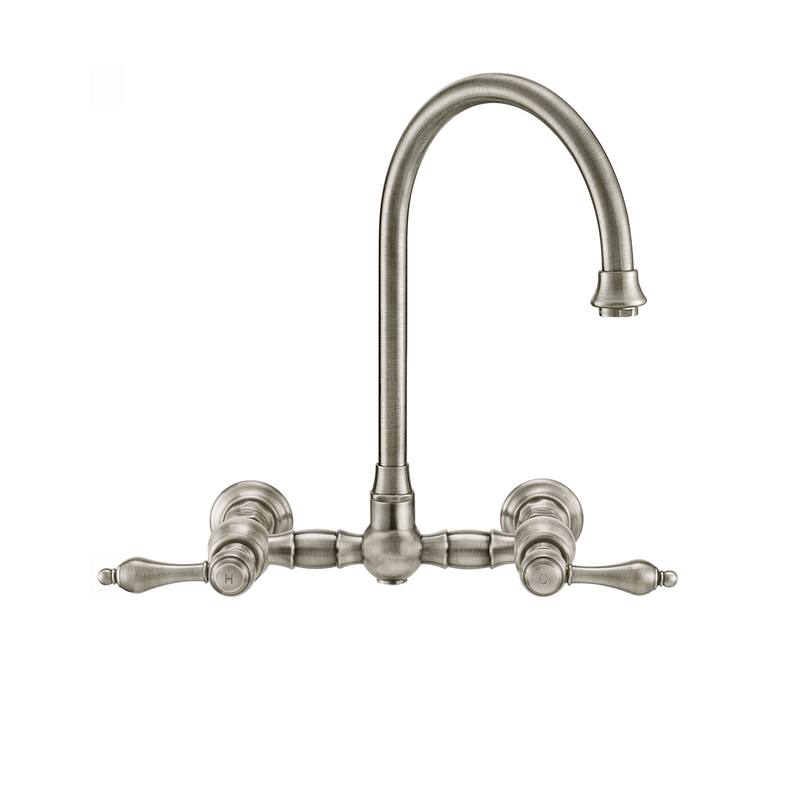 Vintage III Plus Wall Mount Faucet with a Long Gooseneck Swivel Spout, Lever Handles and Solid Side Spray