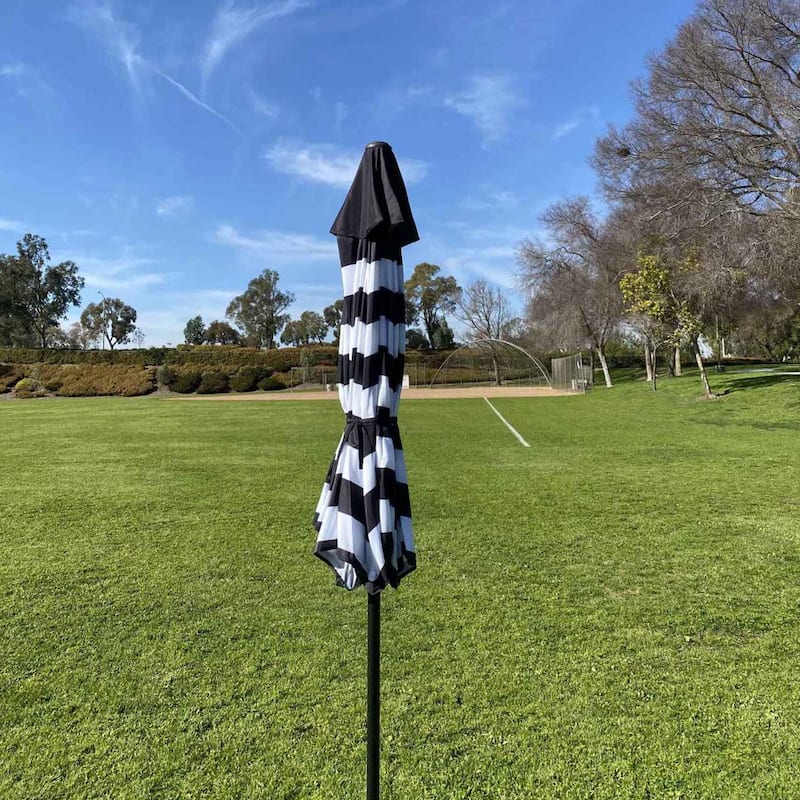 Davee Furniture 9 Feet Black/White Stripe Crank and Tilt Market Umbrella