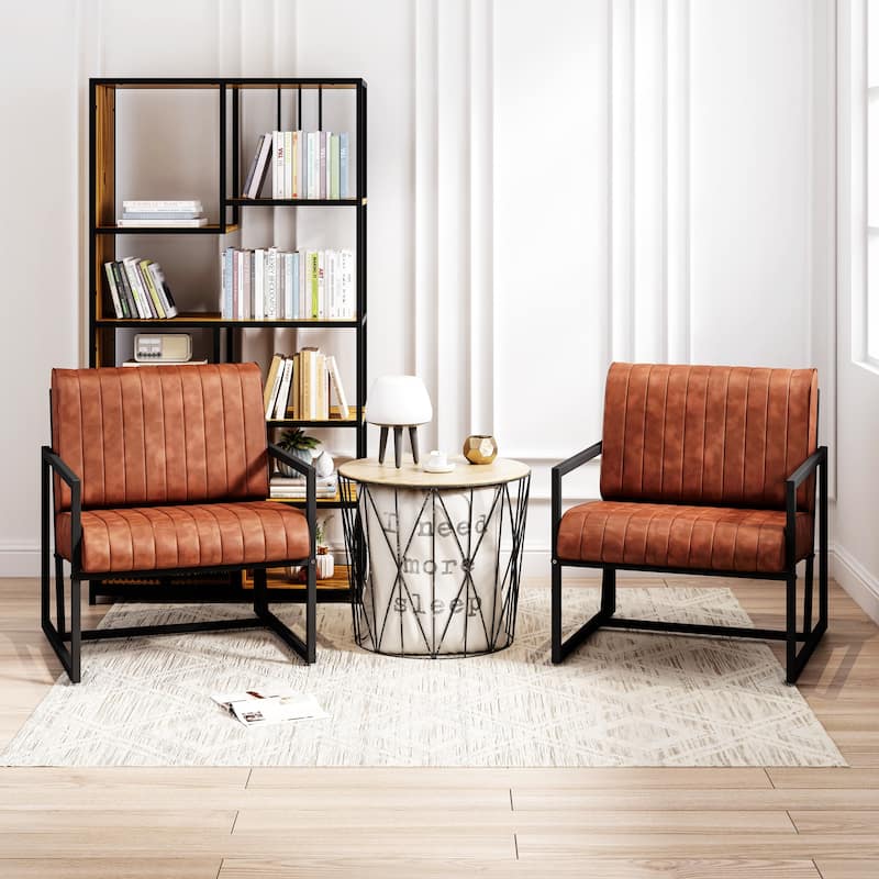 PU Leather Feature Armchair with Metal Frame