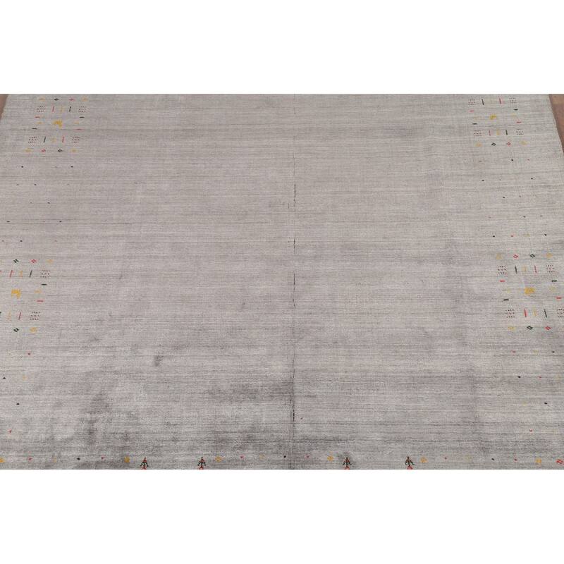 Tribal Gabbeh Indian Area Rug Handmade Silk Carpet - 8'0"x 9'8"