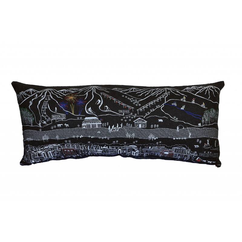 HomeRoots 35" Black Breckenridge Nighttime Skyline Lumbar Decorative Pillow