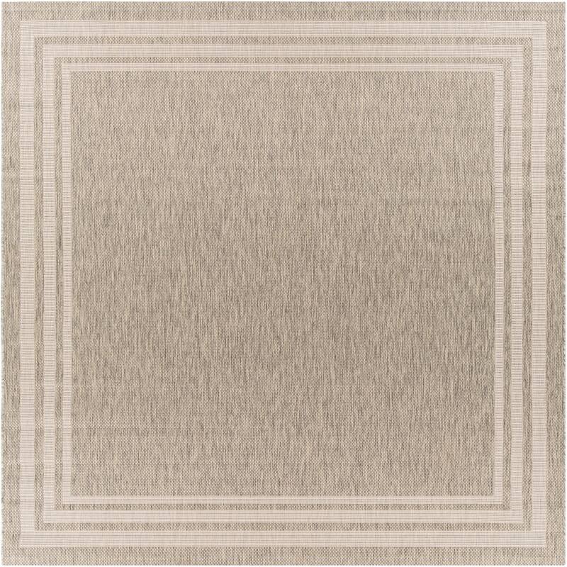Livabliss Jeremie Indoor/ Outdoor Border Area Rug - 7'10" Square - Beige/Grey