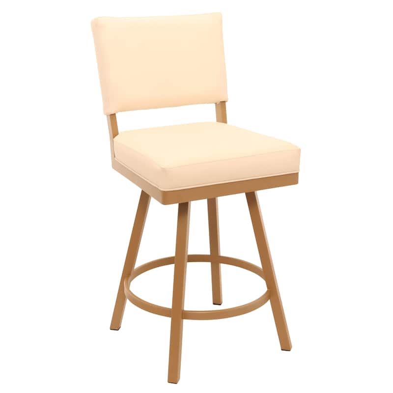 Tempo Furniture Emerson Swivel 26" Counterstool w/ Fully Welded Metal Frame (Commercial Grade) by Furnish Theory (Var. Colors) - Velvet Gold & Alabaster Cream