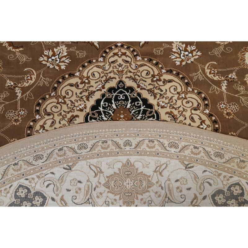 Traditional Brown Floral Oriental Tabriz Area Rug Turkish Carpet