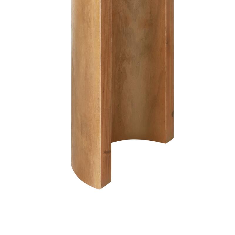 Vintage Console Table With Beaded Trim And Reversible Curved Legs,Natural Wood Veneer Finish-Entryway Accent Table